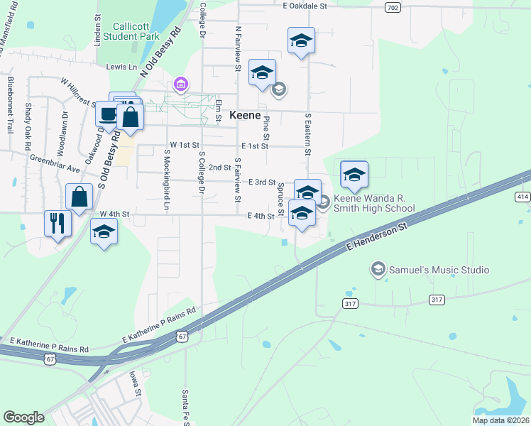 map of restaurants, bars, coffee shops, grocery stores, and more near 300 Gale Lane in Keene