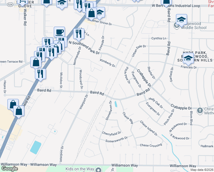 map of restaurants, bars, coffee shops, grocery stores, and more near 9408 Ferrara Drive in Shreveport