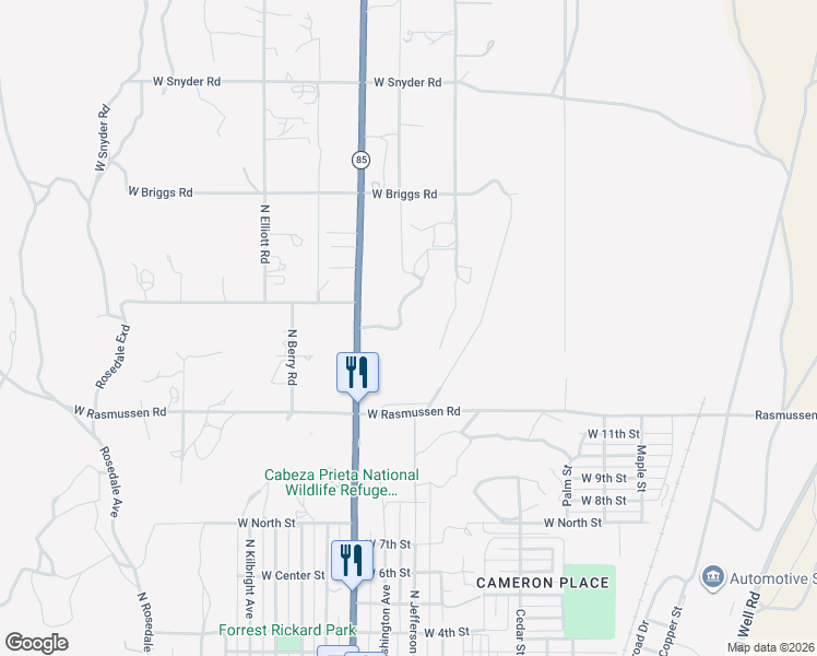 map of restaurants, bars, coffee shops, grocery stores, and more near 1940 North 2nd Avenue in Ajo