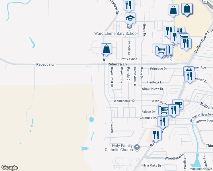 map of restaurants, bars, coffee shops, grocery stores, and more near 4709 Catclaw Drive in Abilene