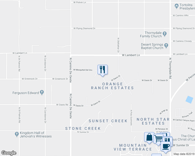 map of restaurants, bars, coffee shops, grocery stores, and more near 10242 North Isabelle Cruz Place in Tucson
