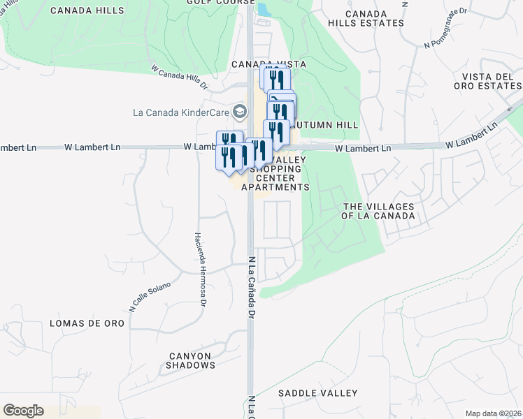 map of restaurants, bars, coffee shops, grocery stores, and more near 10249 North Pitchingwedge Lane in Tucson