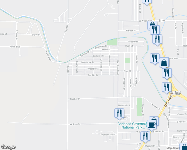 map of restaurants, bars, coffee shops, grocery stores, and more near 698 Del Rio Street in Carlsbad