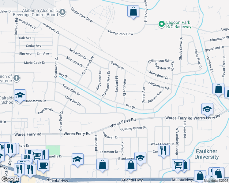 map of restaurants, bars, coffee shops, grocery stores, and more near 728 Ledyard Place in Montgomery