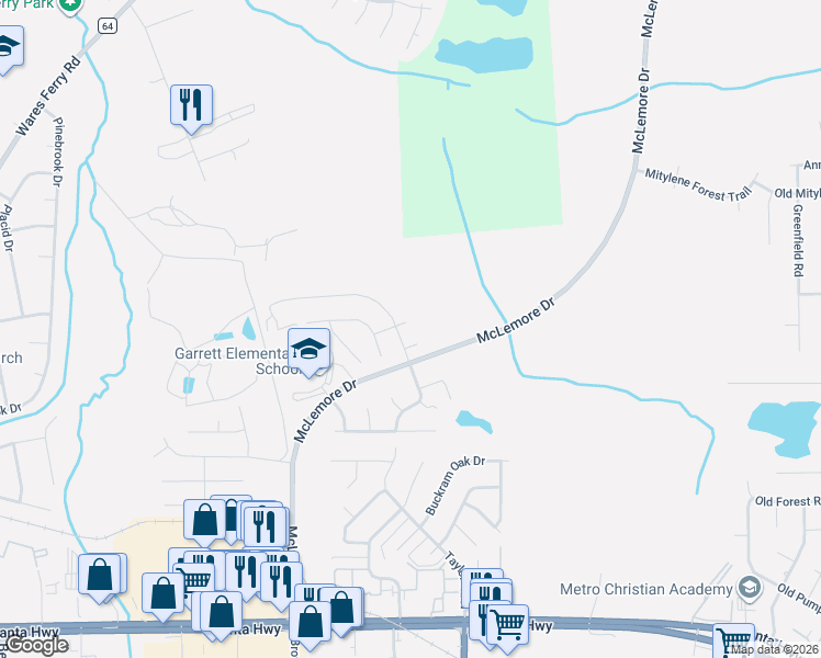 map of restaurants, bars, coffee shops, grocery stores, and more near 802-806 Overview Trace in Montgomery