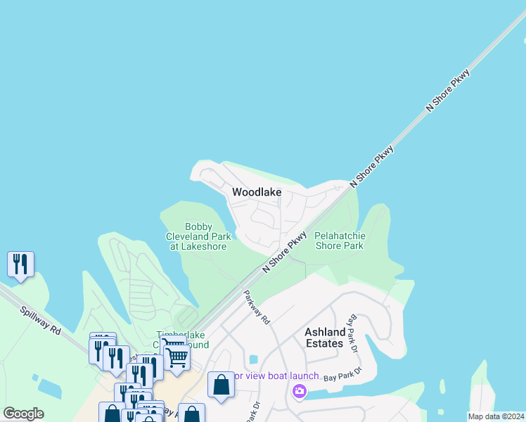 map of restaurants, bars, coffee shops, grocery stores, and more near 800 Harbor Bend Drive in Brandon
