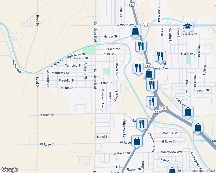 map of restaurants, bars, coffee shops, grocery stores, and more near 2602 Prospect Street in Carlsbad