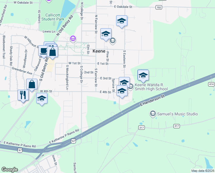 map of restaurants, bars, coffee shops, grocery stores, and more near 300 Gale Lane in Keene