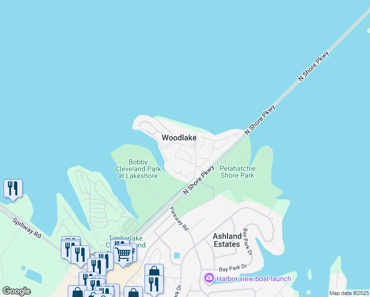 map of restaurants, bars, coffee shops, grocery stores, and more near 800 Harbor Bend Drive in Brandon