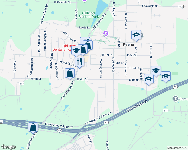 map of restaurants, bars, coffee shops, grocery stores, and more near 216 West 4th Street in Keene