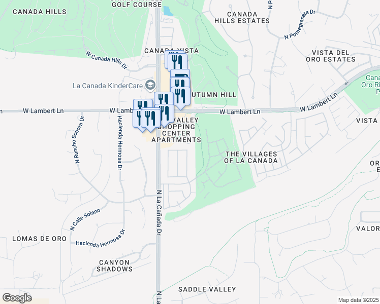 map of restaurants, bars, coffee shops, grocery stores, and more near 10234 North Eight Iron Lane in Oro Valley