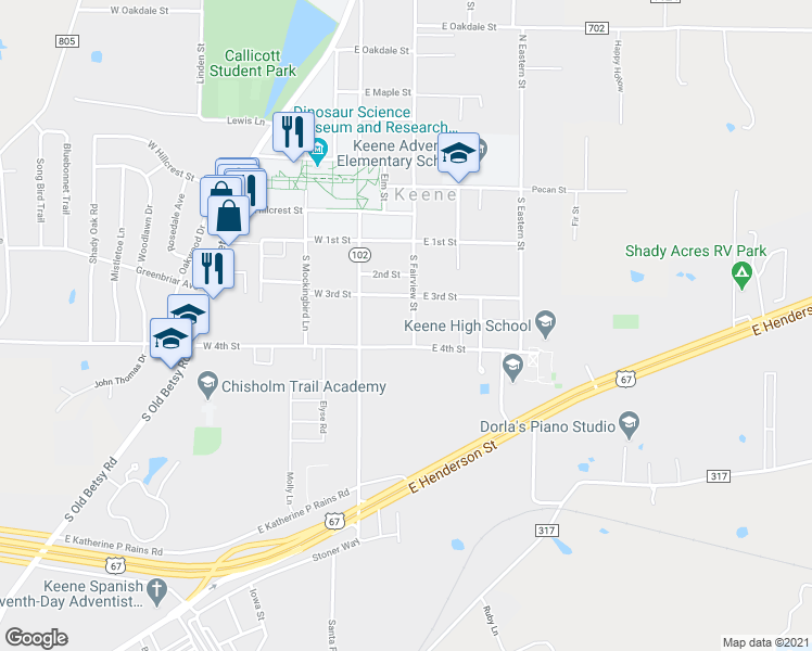 map of restaurants, bars, coffee shops, grocery stores, and more near 310 South Fairview Street in Keene
