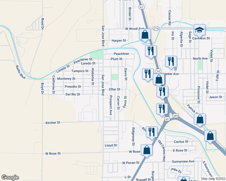 map of restaurants, bars, coffee shops, grocery stores, and more near 2602 Prospect Street in Carlsbad