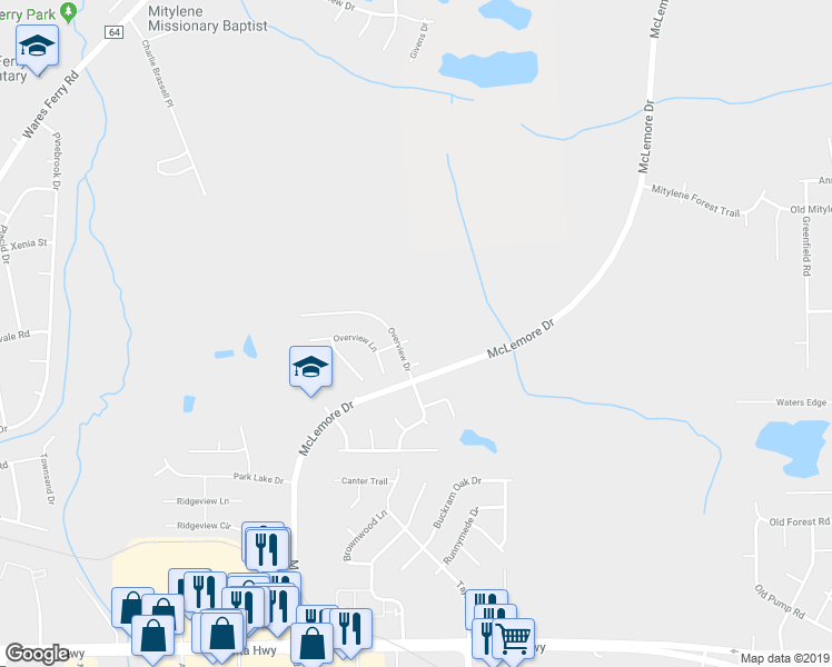 map of restaurants, bars, coffee shops, grocery stores, and more near 811 Overview Trc in Montgomery