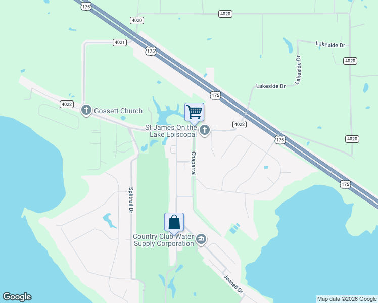 map of restaurants, bars, coffee shops, grocery stores, and more near 17518 Chaparral in Kemp