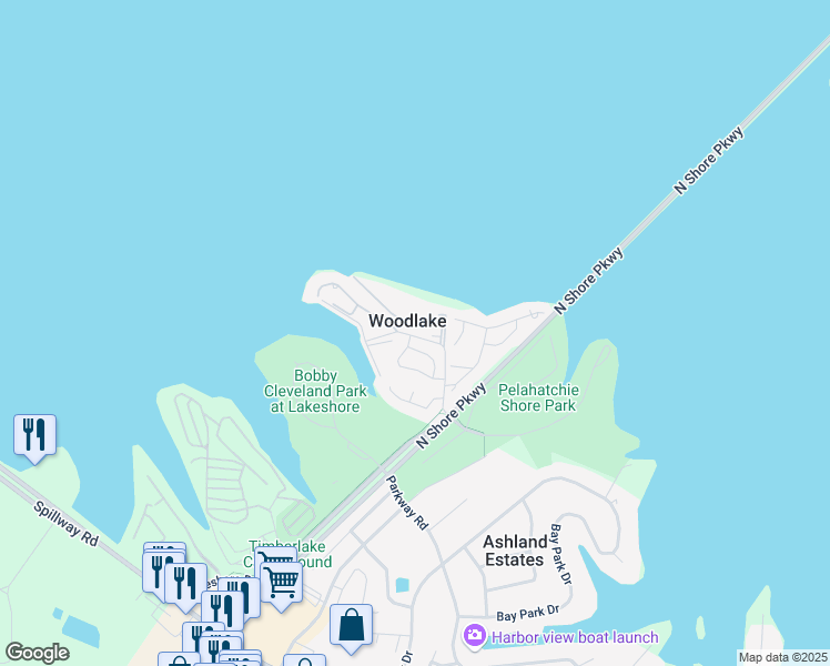 map of restaurants, bars, coffee shops, grocery stores, and more near 800 Harbor Bend Drive in Brandon