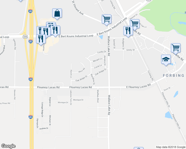 map of restaurants, bars, coffee shops, grocery stores, and more near 9437 Wardlow Drive in Shreveport