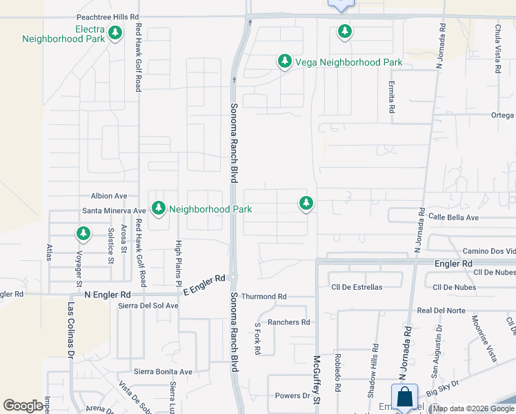map of restaurants, bars, coffee shops, grocery stores, and more near Sonoma Ranch Boulevard in Las Cruces