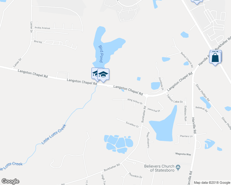 map of restaurants, bars, coffee shops, grocery stores, and more near 907 Wexford Lane in Statesboro