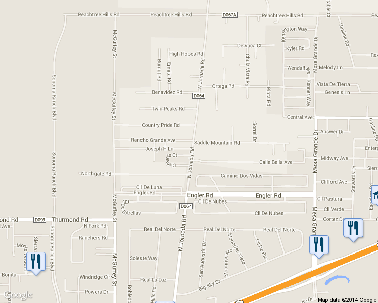 map of restaurants, bars, coffee shops, grocery stores, and more near 4757 Diamante Court in Las Cruces