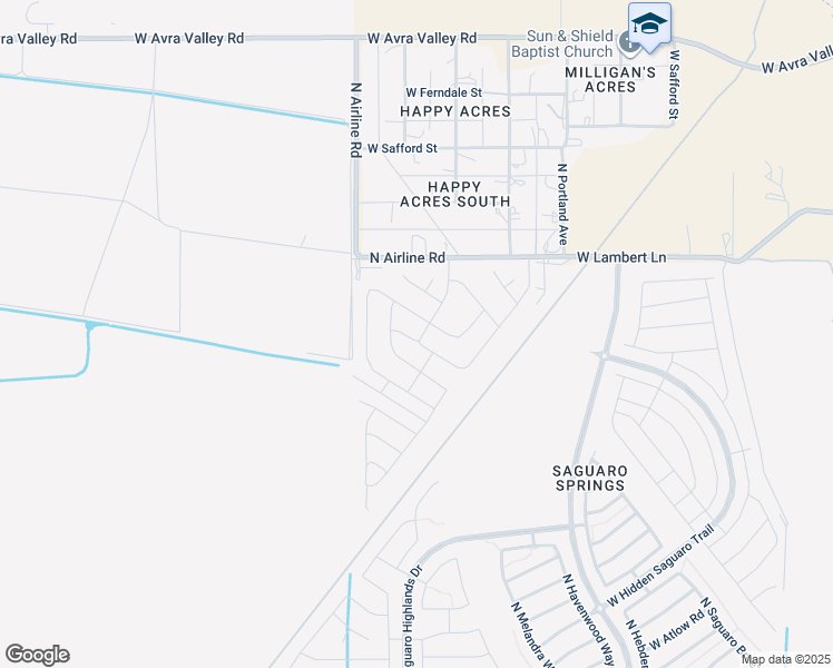 map of restaurants, bars, coffee shops, grocery stores, and more near 9395 West Lambert Lane in Marana