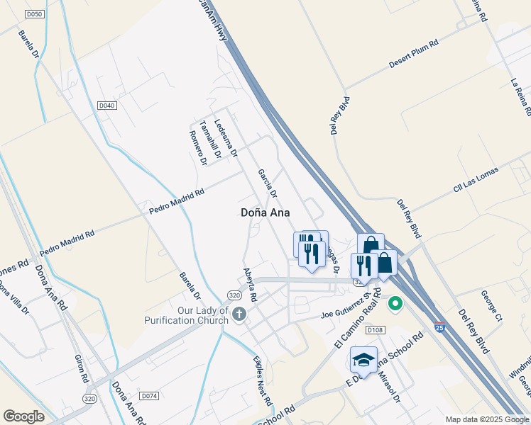 map of restaurants, bars, coffee shops, grocery stores, and more near in Doña Ana