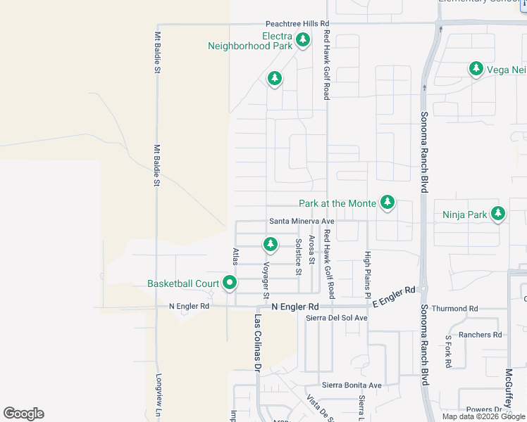 map of restaurants, bars, coffee shops, grocery stores, and more near Voyager Street in Las Cruces