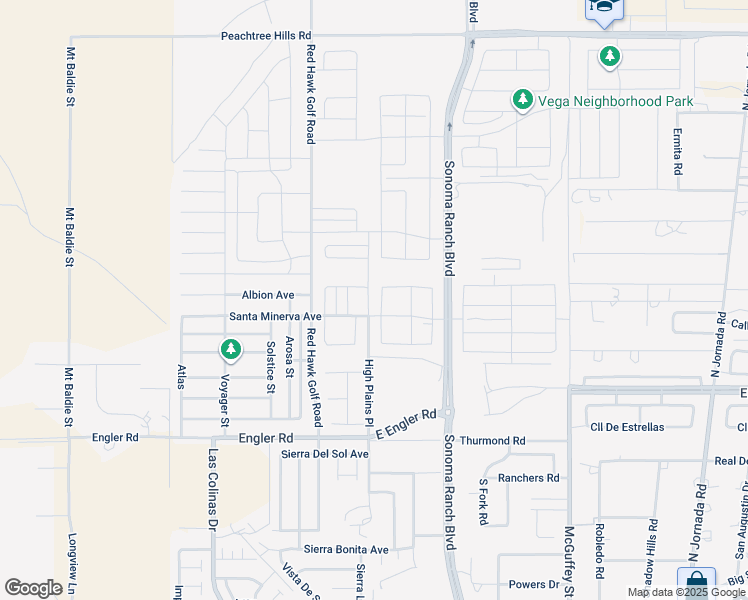 map of restaurants, bars, coffee shops, grocery stores, and more near High Plains Place in Las Cruces