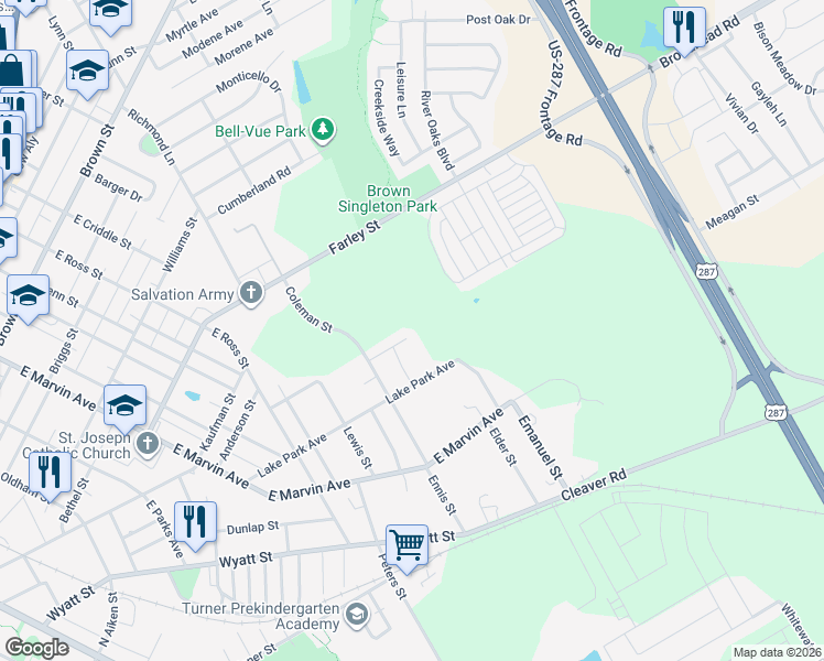 map of restaurants, bars, coffee shops, grocery stores, and more near 110 Jolly Way in Waxahachie