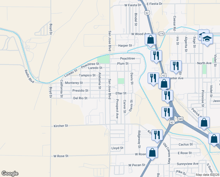 map of restaurants, bars, coffee shops, grocery stores, and more near 2599 San Jose Boulevard in Carlsbad