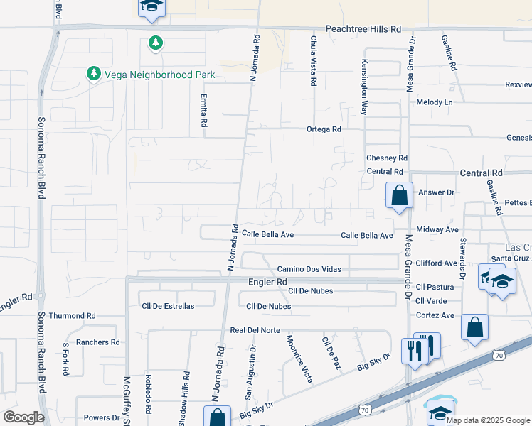 map of restaurants, bars, coffee shops, grocery stores, and more near 5101-5199 Saddle Mountain Road in Las Cruces