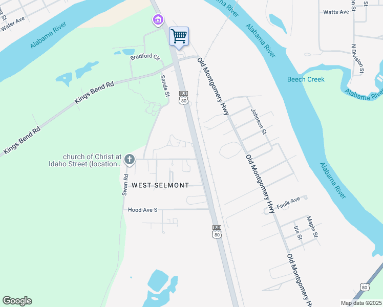 map of restaurants, bars, coffee shops, grocery stores, and more near 612 U.S. 80 Business in Selma
