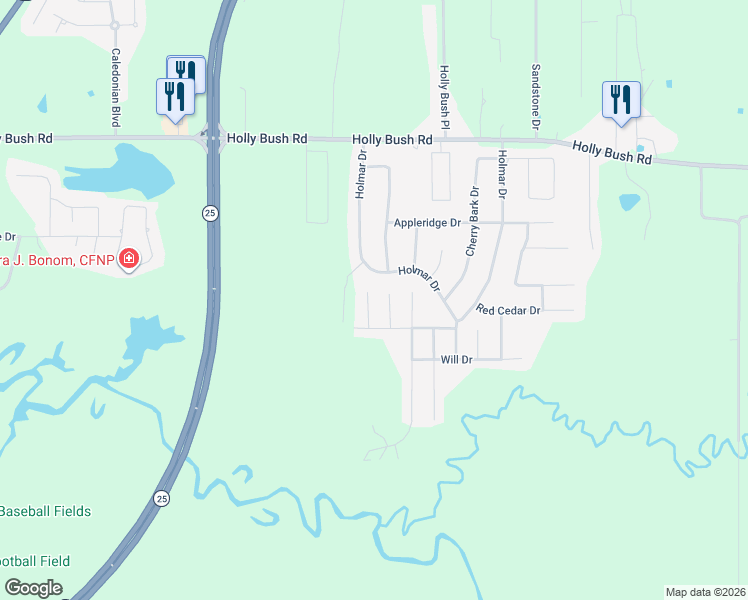 map of restaurants, bars, coffee shops, grocery stores, and more near 716 Bo Blaze Cove in Brandon