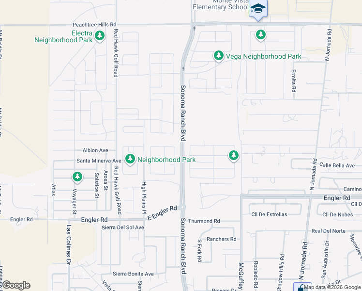 map of restaurants, bars, coffee shops, grocery stores, and more near Sonoma Ranch Blvd in Las Cruces
