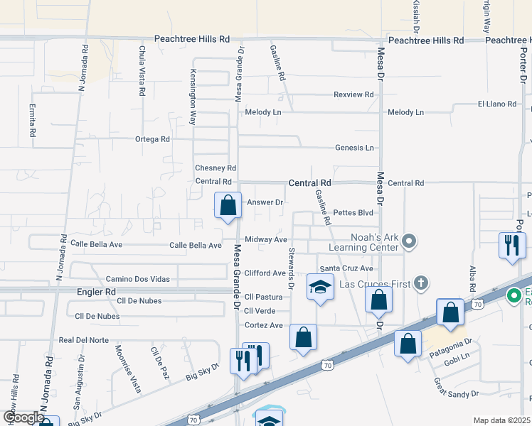 map of restaurants, bars, coffee shops, grocery stores, and more near 5034 Knopp Street in Las Cruces