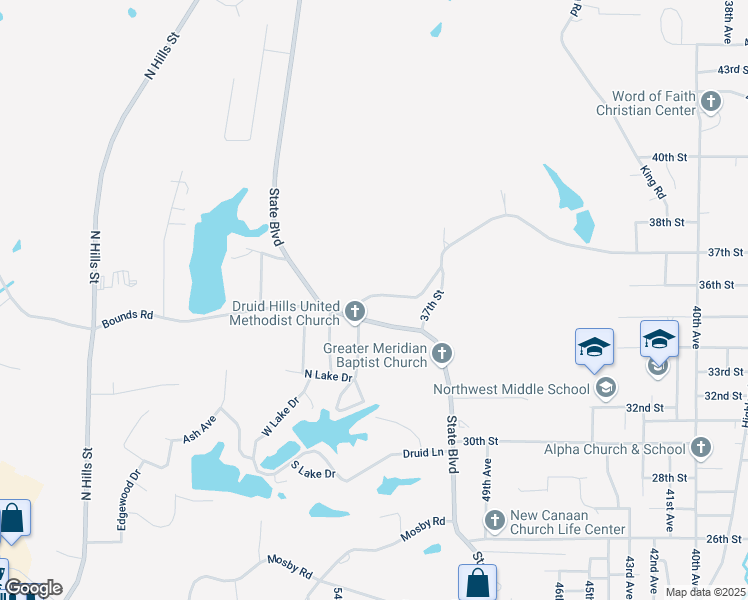map of restaurants, bars, coffee shops, grocery stores, and more near 5231 Davidson Road in Meridian