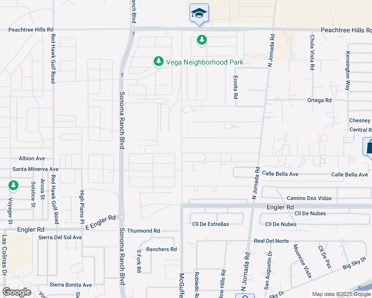 map of restaurants, bars, coffee shops, grocery stores, and more near 4501 Rancho Grande Avenue in Las Cruces