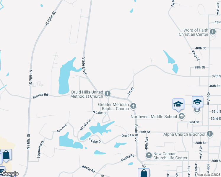 map of restaurants, bars, coffee shops, grocery stores, and more near 5231 Davidson Road in Meridian