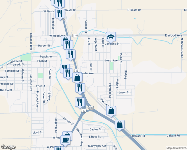 map of restaurants, bars, coffee shops, grocery stores, and more near 601 Center Avenue in Carlsbad