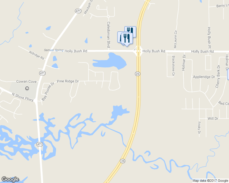 map of restaurants, bars, coffee shops, grocery stores, and more near 128 Pine Ridge Circle in Brandon