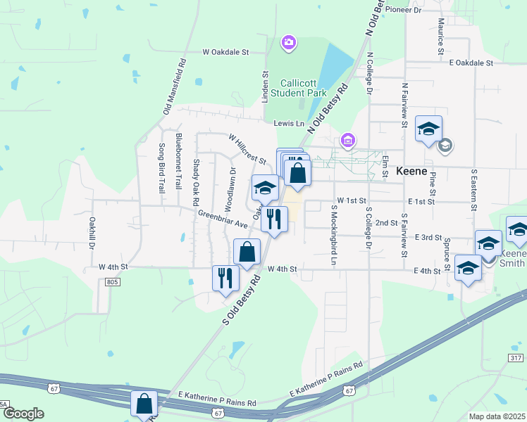 map of restaurants, bars, coffee shops, grocery stores, and more near 115 Oakwood Drive in Keene
