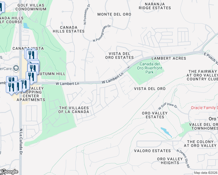 map of restaurants, bars, coffee shops, grocery stores, and more near 791 West Clear Creek Way in Tucson