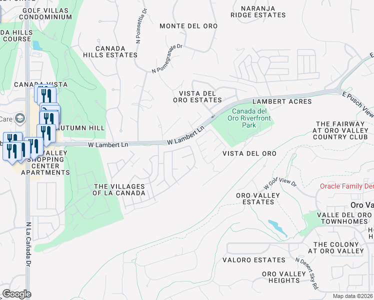 map of restaurants, bars, coffee shops, grocery stores, and more near 791 West Clear Creek Way in Tucson
