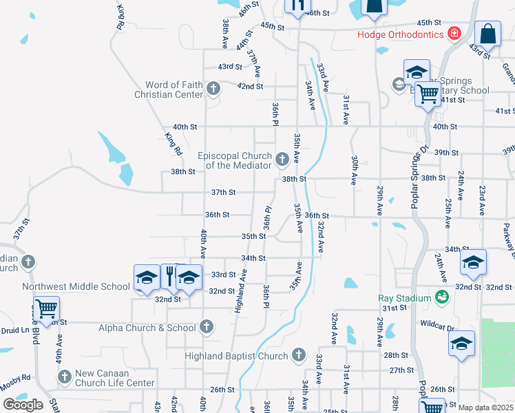 map of restaurants, bars, coffee shops, grocery stores, and more near 3561 36th Place in Meridian