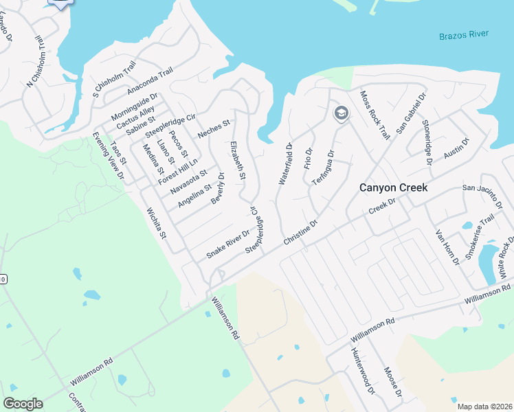 map of restaurants, bars, coffee shops, grocery stores, and more near 2305 Steepleridge Circle in Granbury