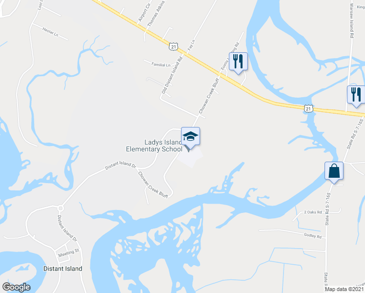 map of restaurants, bars, coffee shops, grocery stores, and more near 73 Chowan Creek Bluff in Beaufort