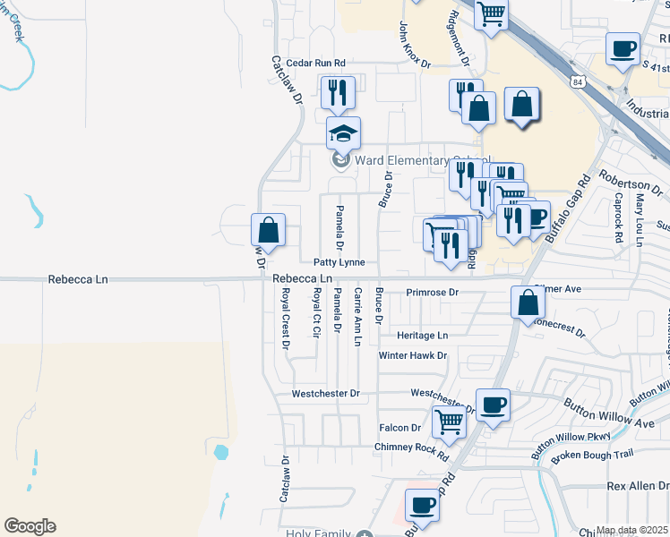 map of restaurants, bars, coffee shops, grocery stores, and more near 3753 Patty Lynne in Abilene