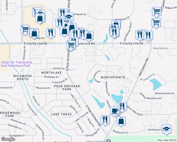 map of restaurants, bars, coffee shops, grocery stores, and more near 1768 Plantation Boulevard in Jackson