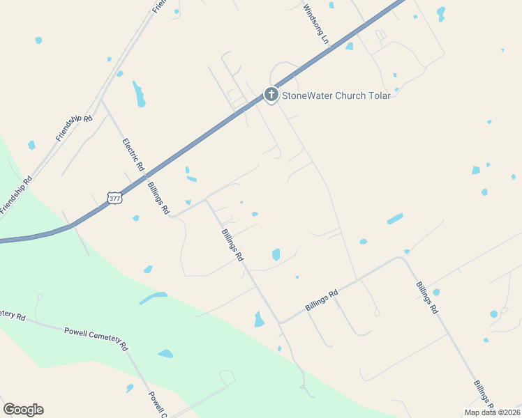 map of restaurants, bars, coffee shops, grocery stores, and more near 501 Billings Road in Tolar