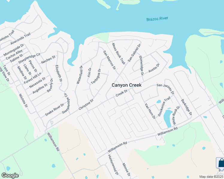 map of restaurants, bars, coffee shops, grocery stores, and more near 2421 San Gabriel Drive in Granbury